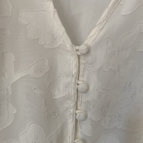 Elizabeth and James White Floral Blouson Peplum Long Sleeve Blouse Size S - Picture 6 of 9